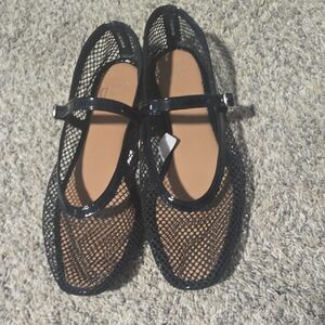 a new day Black Mesh Mary Jane Flats with Patent Strap
